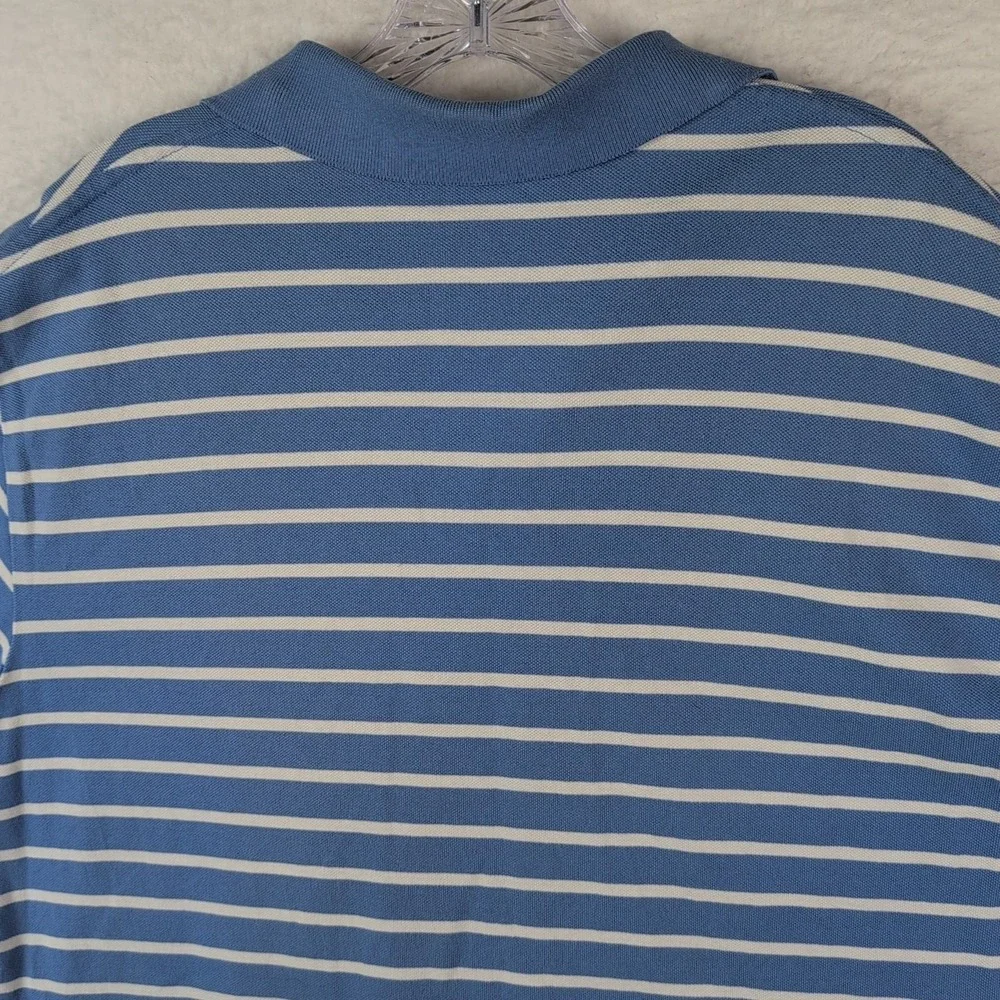Polo‎ Ralph Lauren Polo Shirt Men's XL Blue White Striped VTG Short Sleeve